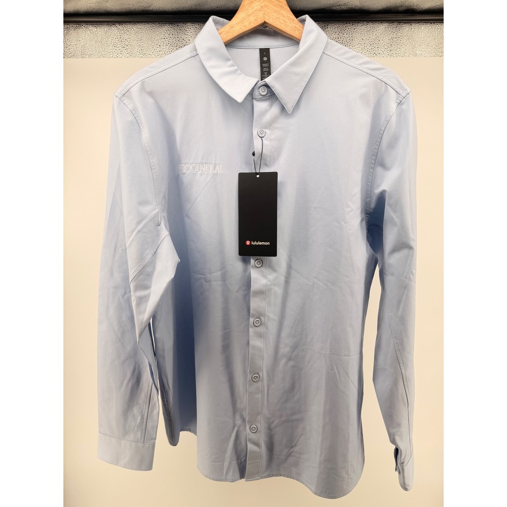 Lululemon New Venture Classic Fit LS Shirt Men's Light Blue Button Up Sz L 0672